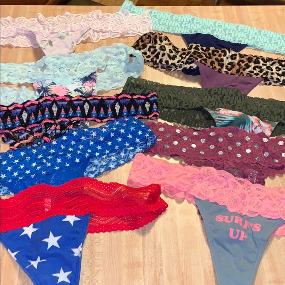 10 Pair of Lace Waistband VS PINK Thong Panties